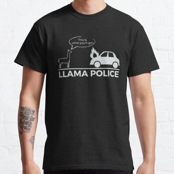 "Llama Police" Funny Radiohead OK Computer Pun (Dark BG) Classic T-Shirt RB1910 product Offical radiohead Merch